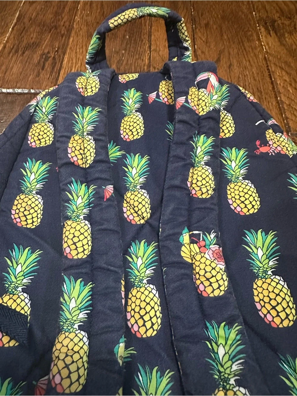 🏝️VERA BRADLEY Mini Backpack Purse Toucan Party Pineapples Small Bookbag Quilted
